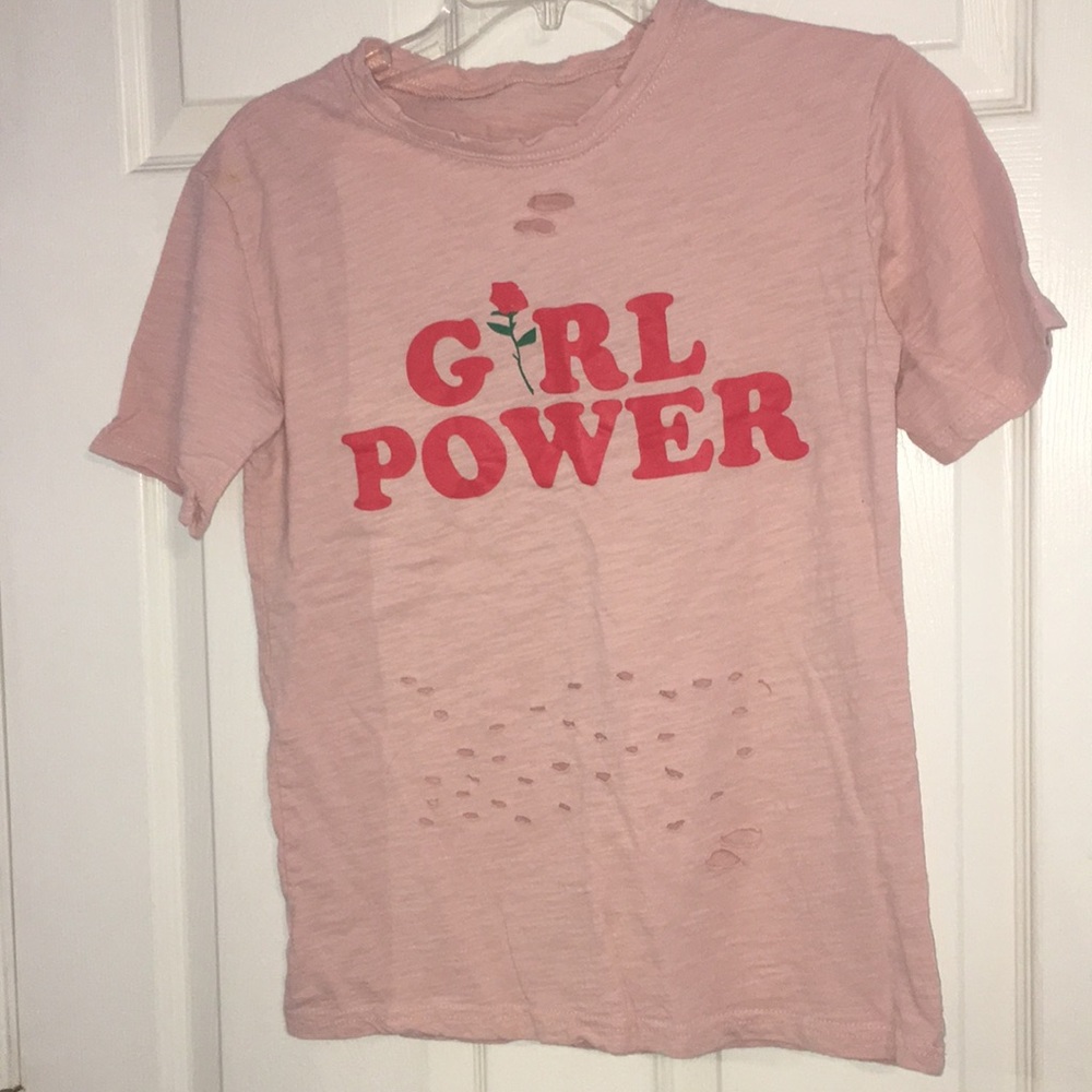 Pink Girl Power shirt with holes!